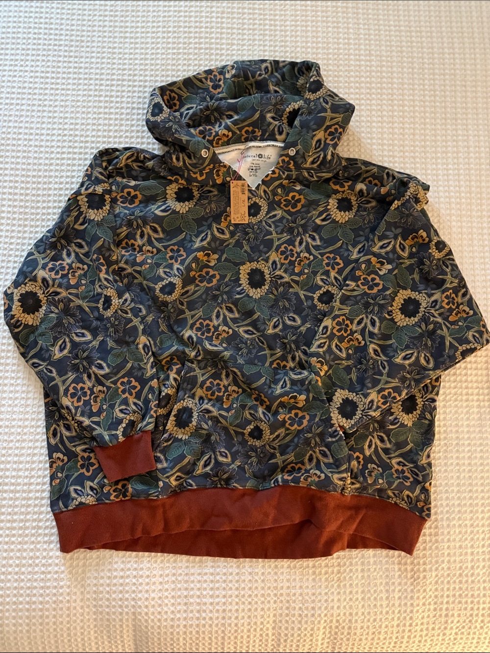 NATURAL LIFE Navy Floral Crewneck with Rust Trim